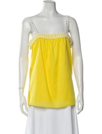 Pre-owned Loeffler Randall Square Neckline Sleeveless Top In Yellow