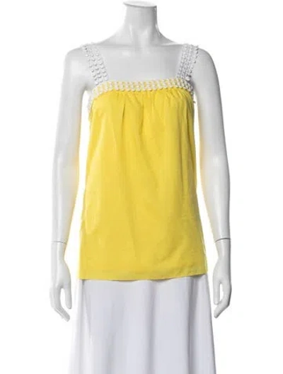 Pre-owned Loeffler Randall Square Neckline Sleeveless Top In Yellow