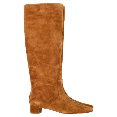 Loeffler Randall Square-tie Knee-high Boots In Brown Suede In Multi