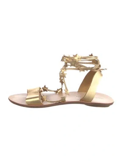 Pre-owned Loeffler Randall Starla Leather Gladiator Sandals In Gold