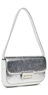 Loeffler Randall Stefanie Metallic Snake-embossed Shoulder Bag In Silver
