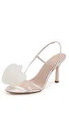 Loeffler Randall Steph Organza Flower Heeled Sandals Cream In Cream
