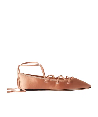 Loeffler Randall Louisa Lace-up Satin Ballet Flats In Pink