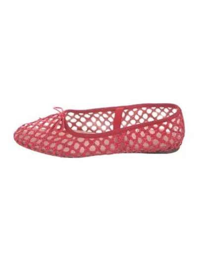 Pre-owned Loeffler Randall Straw Ballet Flats In Red