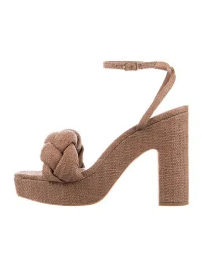 Pre-owned Loeffler Randall Straw Braided Accents Espadrilles In Neutral