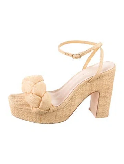 Pre-owned Loeffler Randall Straw Braided Accents Slingback Pumps In Yellow