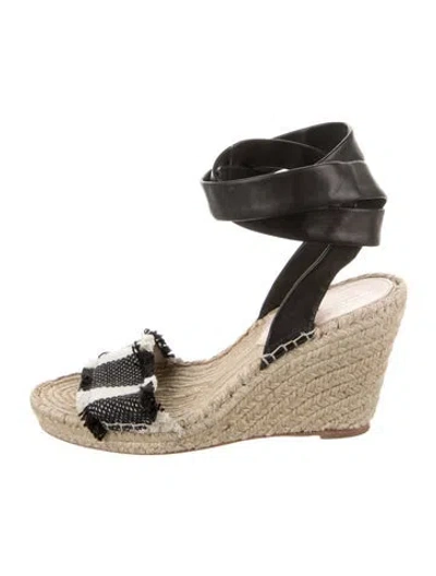 Pre-owned Loeffler Randall Straw Espadrilles In Black