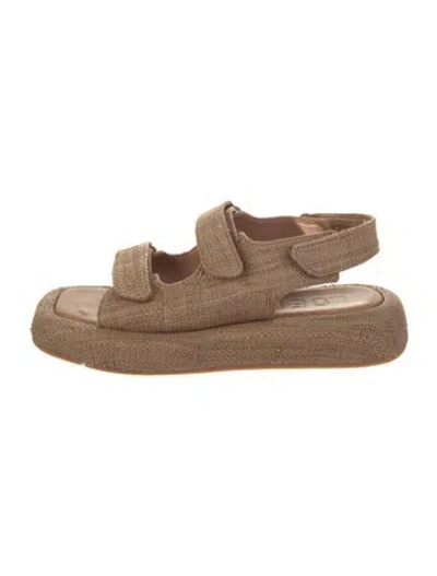 Pre-owned Loeffler Randall Straw Espadrilles In Brown