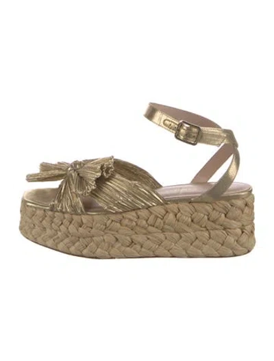 Pre-owned Loeffler Randall Straw Espadrilles In Gold