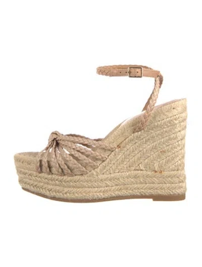 Pre-owned Loeffler Randall Straw Espadrilles In Gold/metallic