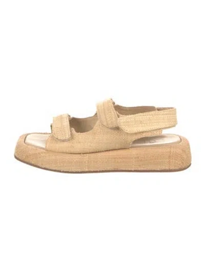 Pre-owned Loeffler Randall Straw Espadrilles In Neutral