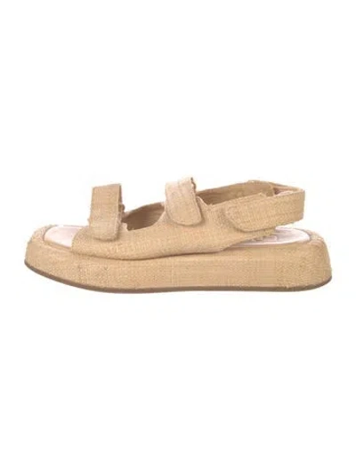 Pre-owned Loeffler Randall Straw Espadrilles In Neutral