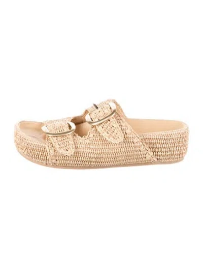 Pre-owned Loeffler Randall Straw Espadrilles In Neutral