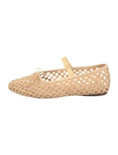 Pre-owned Loeffler Randall Straw Patterned Ballet Flats In Neutrals