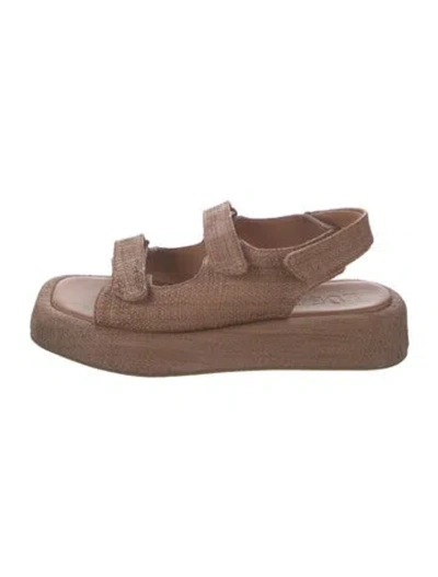 Pre-owned Loeffler Randall Straw Sandals In Brown