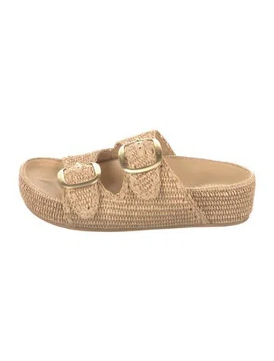 Pre-owned Loeffler Randall Straw Slides In Neutrals