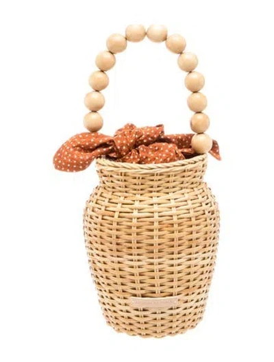 Pre-owned Loeffler Randall Straw Top Handle Bag In Neutral