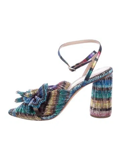 Pre-owned Loeffler Randall Striped Bow Accents Pumps In Blue/metallic/pink