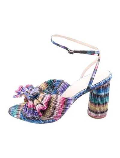 Pre-owned Loeffler Randall Striped Bow Accents Sandals In Multi
