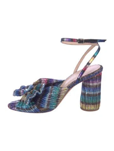 Pre-owned Loeffler Randall Striped Bow Accents Sandals In Multi