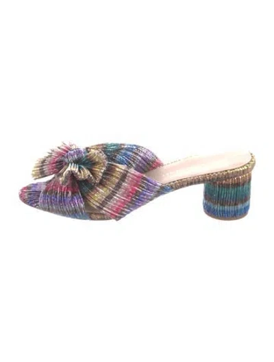 Pre-owned Loeffler Randall Striped Bow Accents Sandals In Purple