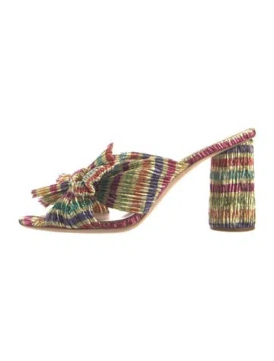 Pre-owned Loeffler Randall Striped Bow Accents Slides