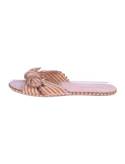 Pre-owned Loeffler Randall Striped Bow Accents Slides In Red