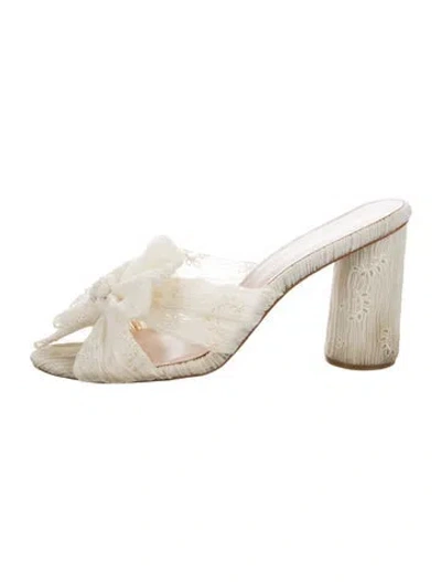 Pre-owned Loeffler Randall Striped Bow Accents Slides In White