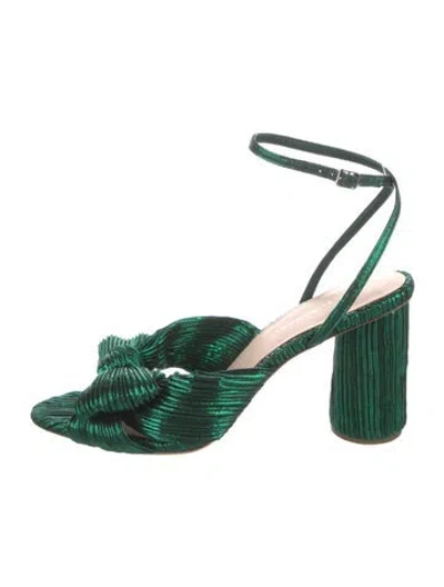 Pre-owned Loeffler Randall Striped Bow Accents Slingback Sandals