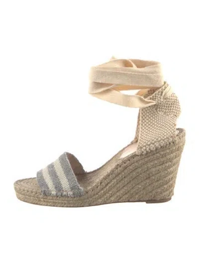 Pre-owned Loeffler Randall Striped Espadrilles In Grey