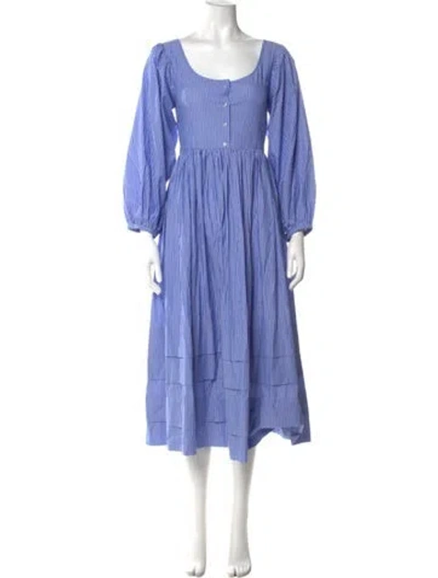 Pre-owned Loeffler Randall Striped Long Dress In Blue