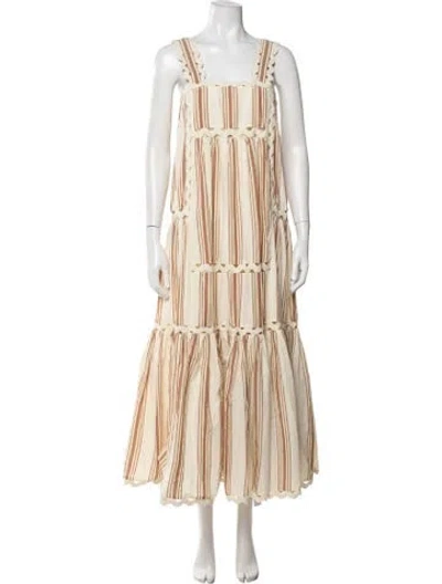 Pre-owned Loeffler Randall Striped Long Dress In Neutrals