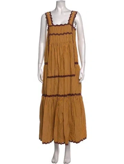 Pre-owned Loeffler Randall Striped Long Dress In Yellow