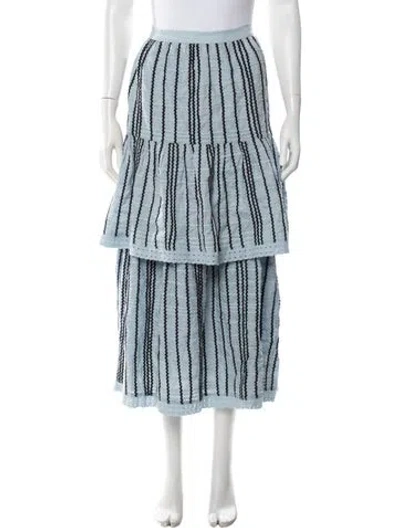 Pre-owned Loeffler Randall Striped Long Skirt W/ Tags In Blue