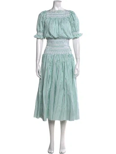 Pre-owned Loeffler Randall Striped Midi Length Dress In Green