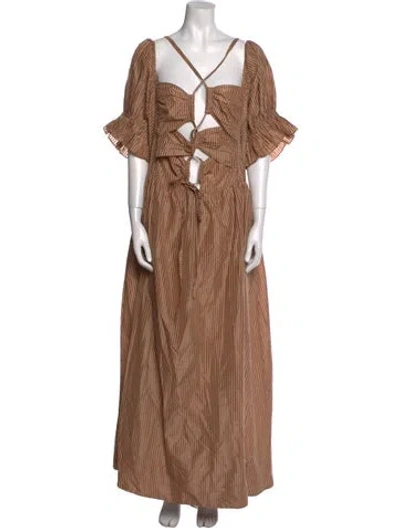 Pre-owned Loeffler Randall Striped Midi Length Dress In Neutral