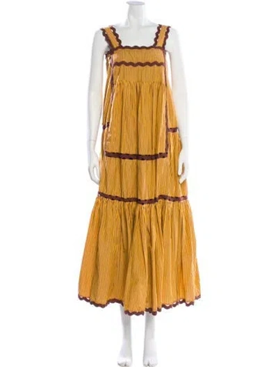Pre-owned Loeffler Randall Striped Midi Length Dress In Yellow