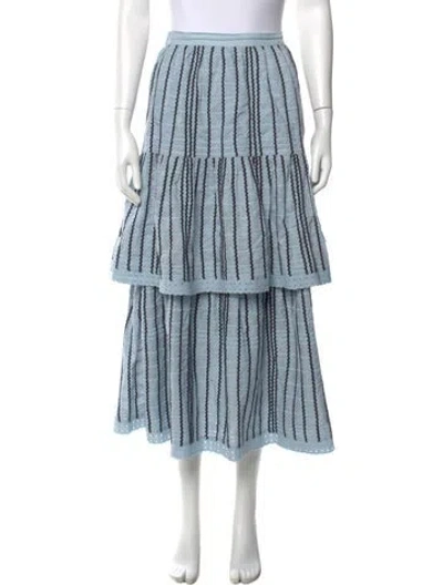 Pre-owned Loeffler Randall Striped Midi Length Skirt In Blue