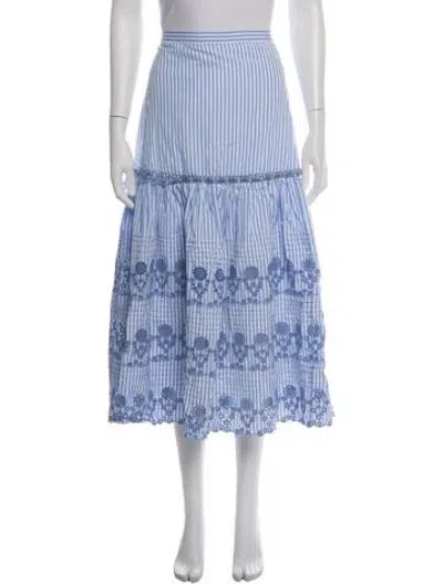 Pre-owned Loeffler Randall Striped Midi Length Skirt In Blue
