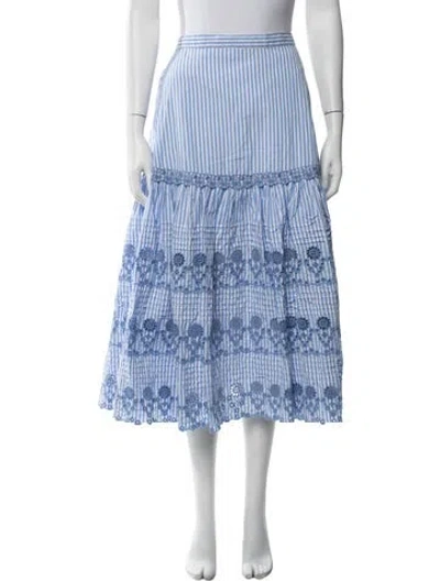 Pre-owned Loeffler Randall Striped Midi Length Skirt In Blue