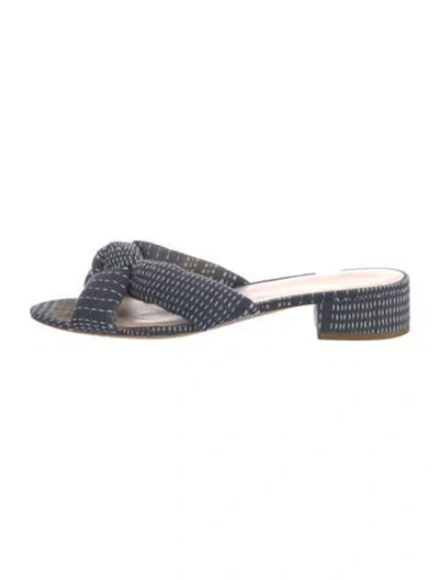 Pre-owned Loeffler Randall Striped Slides In Blue