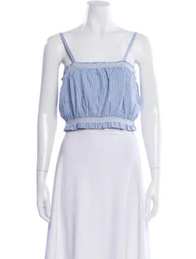 Pre-owned Loeffler Randall Striped Square Neckline Crop Top In Blue