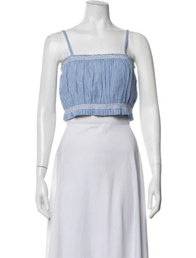 Pre-owned Loeffler Randall Striped Square Neckline Crop Top In Blue