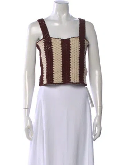 Pre-owned Loeffler Randall Striped Square Neckline Crop Top W/ Tags In Multi