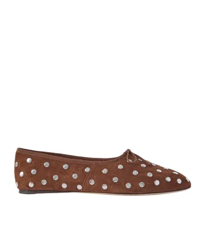 Loeffler Randall Landon Studded Suede Ballet Flats In Brown