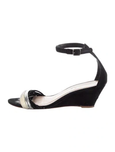 Pre-owned Loeffler Randall Suede Animal Print Sandals In Black