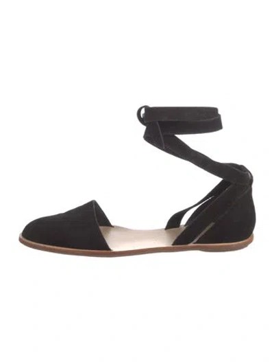 Pre-owned Loeffler Randall Suede Ballet Flats In Black