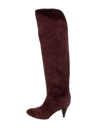 Pre-owned Loeffler Randall Suede Boots In Burgundy