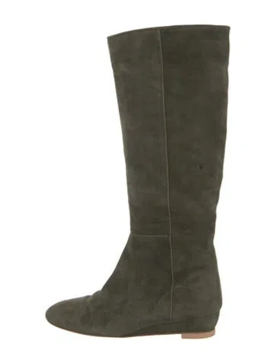 Pre-owned Loeffler Randall Suede Boots In Green