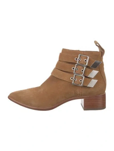 Pre-owned Loeffler Randall Suede Boots In Neutrals